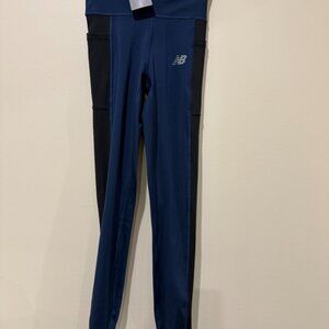 New Balance High Rise Pocket Leggings - Navy Blue & Black - Size S